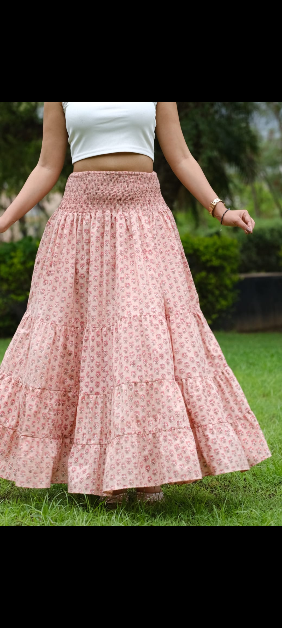 Maxi Handblock printed Skirt